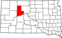 Map of South Dakota highlighting زيباتش