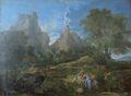 A pastoral interpretation of the Acis and Galatea story is Nicholas Poussin's "Landscape with Polyphemus" (1649)