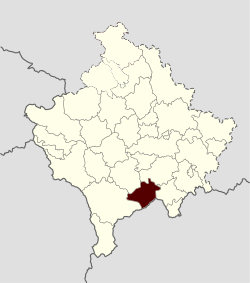 موقع بلدية شترپتسه في كوسوڤو.