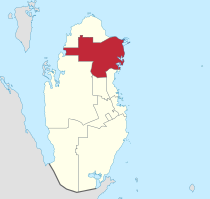 خريطة قطر موضح عليها موقع بلدية الخور.