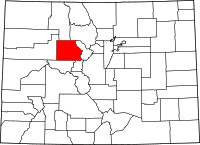 Map of Colorado highlighting إيغل