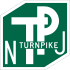 Outline of a green cube viewed obliquely, edged in white, containing "N TP J" in larger letters superimposed with "TURNPIKE" in smaller letters