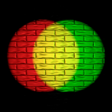 On a computer display, yellow is created by combining green and red light at the right intensity on a black screen.