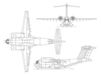 Orthographically projected diagram of the YC-14