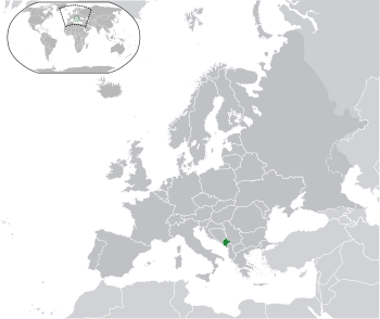 موقع  الجبل الأسود  (green) on the European continent  (dark grey)  —  [Legend]