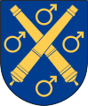 The Mars symbol, representing iron mining, in the municipal coat of arms of Karlskoga in Sweden