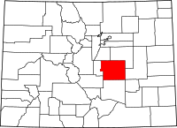 Map of Colorado highlighting إل باسو