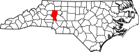 Map of North Carolina highlighting آيرديل