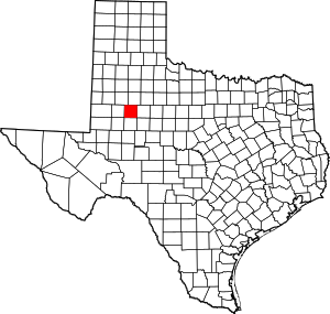 Map of Texas highlighting Borden County