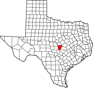 Map of Texas highlighting Burnet County