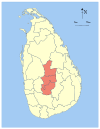 Area map of Central Province of Sri Lanka