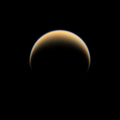 A crescent view of the northern pole of Titan