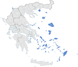 Aegean Islands (blue) within Greece