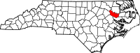 Map of North Carolina highlighting مارتن
