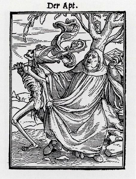 ملف:The Abbot, from The Dance of Death, by Hans Holbein the Younger.jpg