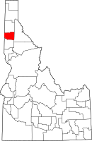 Map of Idaho highlighting بينيواه