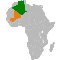 Map indicating locations of Algeria and Mali
