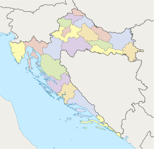 Map of Croatian counties and county capitals. Zagreb is capital of the Zagreb County enveloping the city of Zagreb