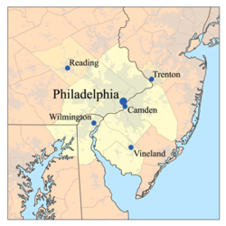 Map of the Delaware Valley region