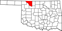 Map of Oklahoma highlighting وودز