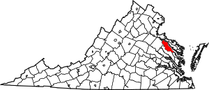 Map of Virginia highlighting Essex County