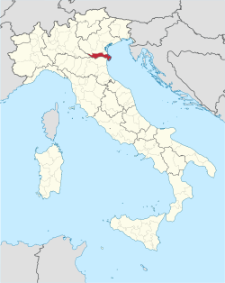 Map highlighting the location of the province of Rovigo in Italy