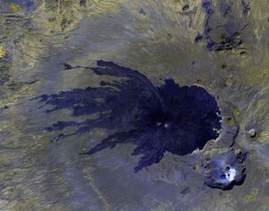 Satellite image of the darker, more recent lava rock
