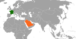 Map indicating locations of France and Saudi Arabia