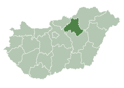 Heves County within Hungary