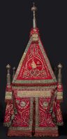 Mahmal cover and banners in red silk. Cairo, 1867–76