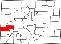 Map of Colorado highlighting مونتروز