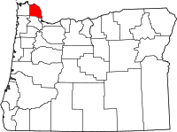Map of Oregon highlighting كولومبيا