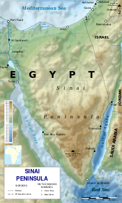 خريطة تضاريس لشبه جزيرة سيناء