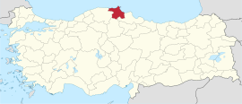 Location of the province within Turkey