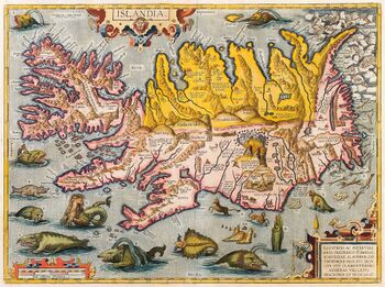 Map of Iceland by Abraham Ortelius (ح. 1590)