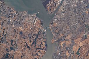 The bridge and vicinity on June 28, 2022, taken from the International Space Station