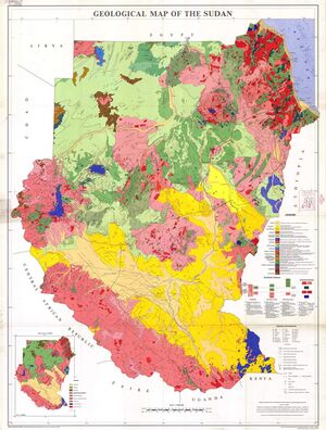 خريطة لجيولوجيا السودان وجنوب السودان