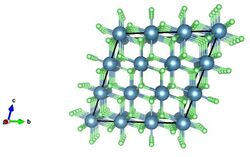 Extended crystal stacking structure of calcium fluoride; unit cell expanded by a unit of 3.