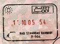 Exit stamp for rail travel, issued at Bad Schandau train station.