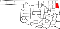 Map of Oklahoma highlighting ديلوير