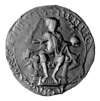 Henry's royal seal, showing the King on horseback (l) and seated on his throne (r)