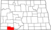 Map of North Dakota highlighting آدامز