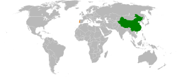 Map indicating locations of جمهورية الصين الشعبية and البرتغال