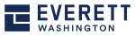 A blue square with three white lines to form a stylized "E", with the words "Everett Washington" next to it.