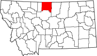 Map of Montana highlighting هيل
