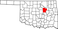 Map of Oklahoma highlighting كريك