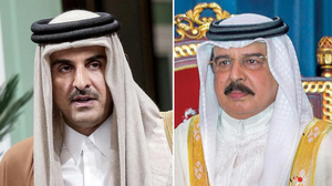 حمد بن عيسى آل خليفة ملك البحرين وتميم بن حمد آل ثاني أمير قطر