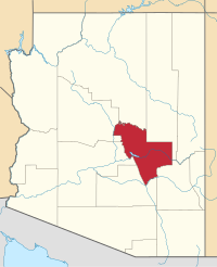 Map of Arizona highlighting جيلا