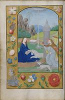 "Hunt of the Unicorn Annunciation" (ca. 1500) from a Netherlandish Book of Hours collected by John Pierpont Morgan. For the complicated iconography, see Hortus Conclusus