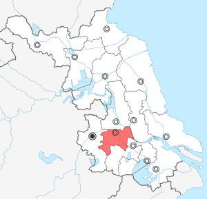 Location of Zhenjiang City (red) in Jiangsu